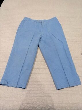 Liz Claiborne Michaela Blue Linen Blend Cropped Pants Size 14